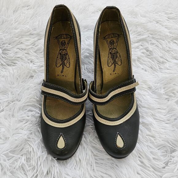 Fly Girl Fly London Retro Style Mary Jane Leather Pumps Size 39 - Picture 2 of 7